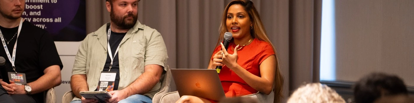 Speaking on a panel at an industry conference
