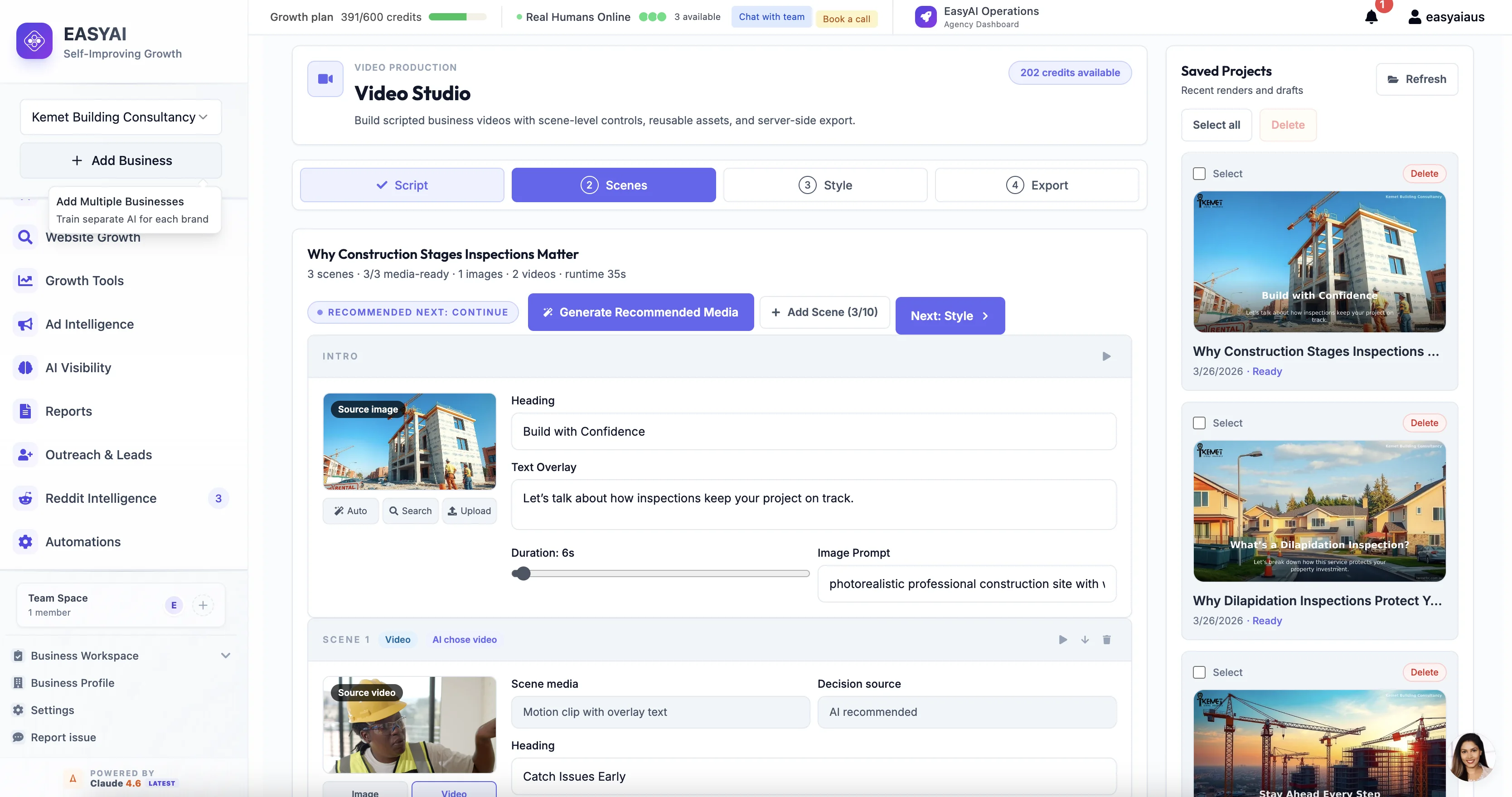 EasyAI AI video studio screenshot